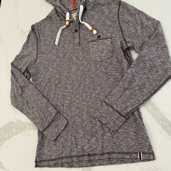 Ruff Hewn Henley Pullover Hoodie Lightweight Sweatshirt Mens Small Heather Brown - Picture 2 of 7